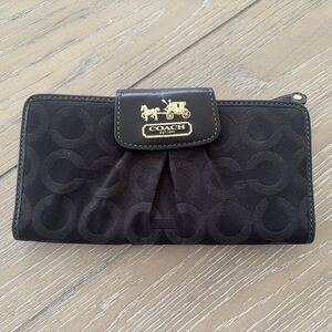Coach Black Key Card Holder with Signature Monogram